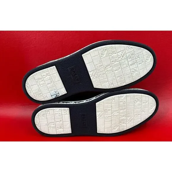 Bally Animal Anistern Navy Blue Leather Low Top Embroidered Sneakers Sz 6 1/2 D